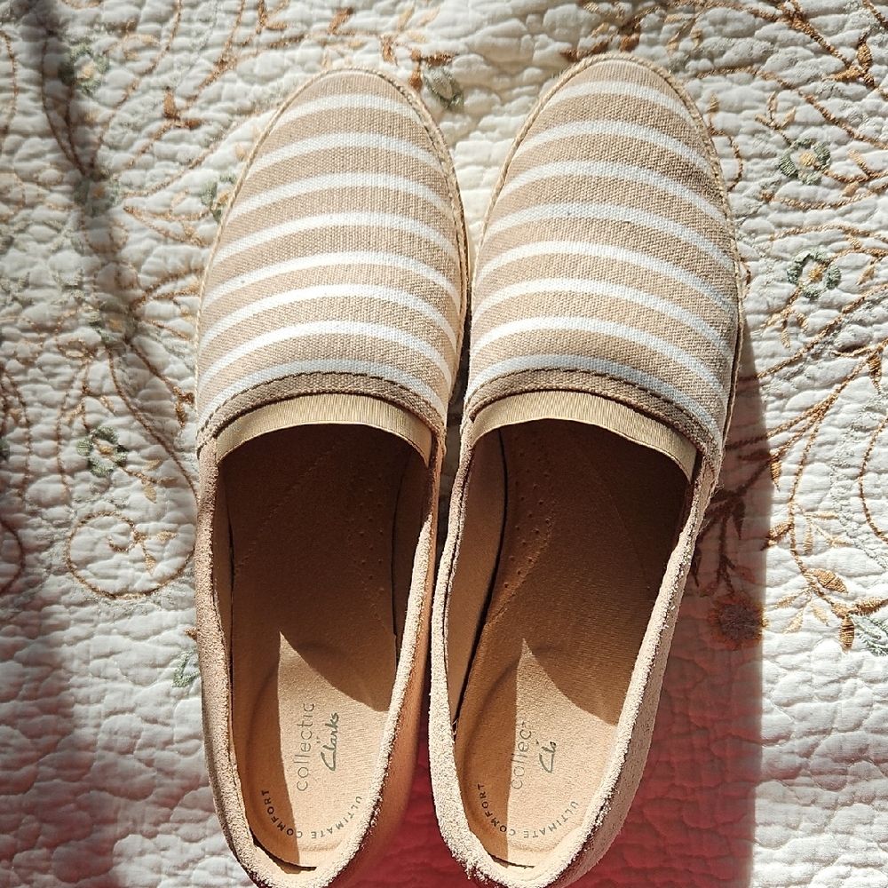 Clarks Striped Cottagecore Espadrilles Flat heel Size 9